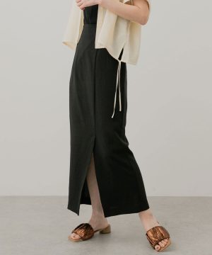 Linen-Like Slit Tight Skirt
